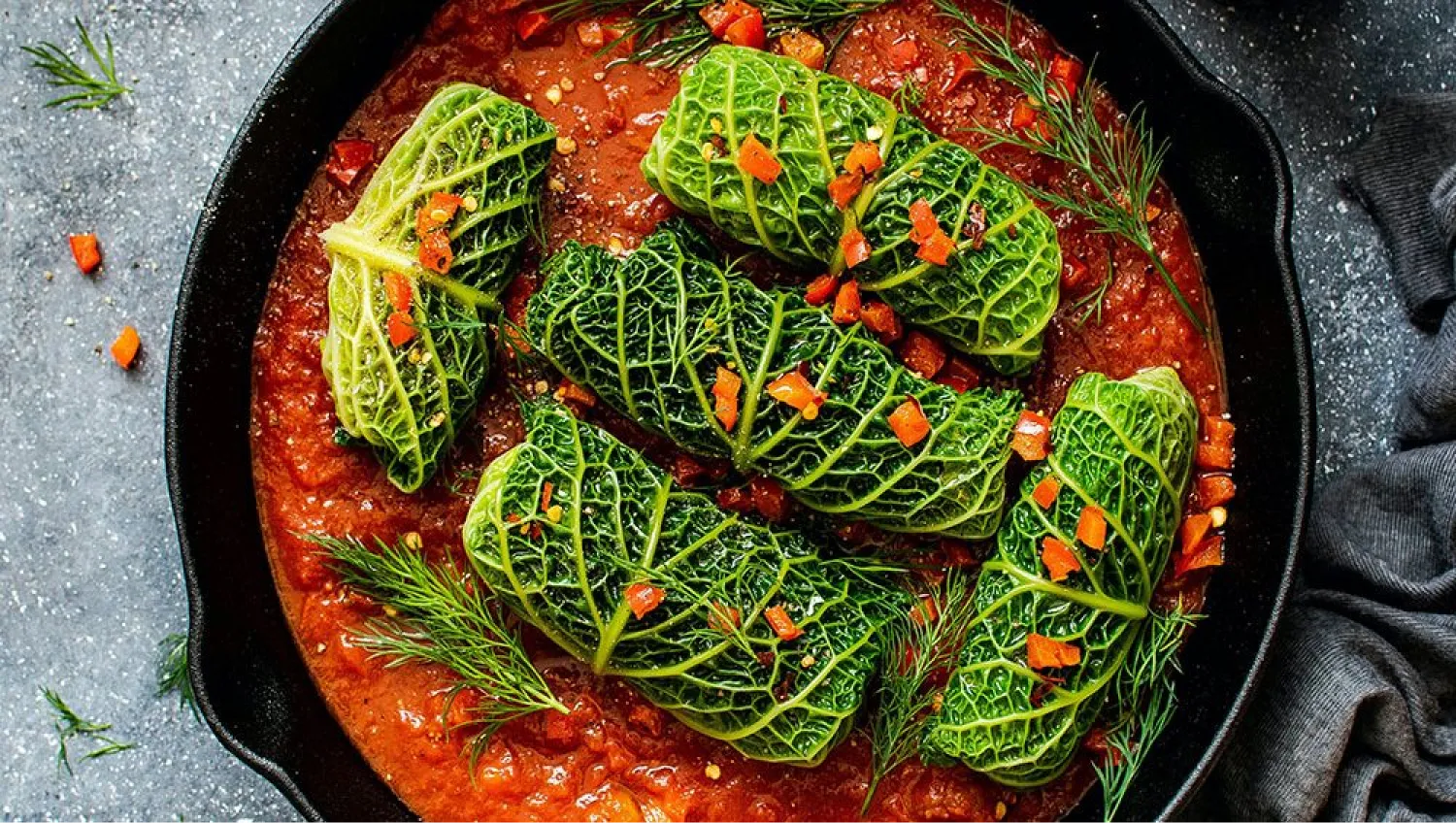 Vegetable soup with fresh herbs and spices
